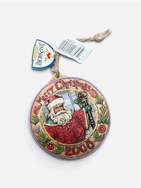 Jim Shore Santa Merry Christmas 2008 Ornament - Red, Green, Gold